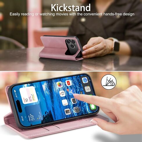 japezop iPhone 17 Pro Max 5G Wallet Case with [RFID Blocking],Card Holder Kickstand Magnetic,Leather Flip Case Wallet for iPhone 17 Pro Max 5G 6.9 Inch (Pink) in Saudi Arabia
