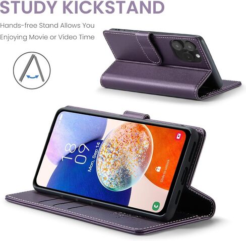 حافظة محفظة لسلسلة iPhone 15، حامل بطاقات ائتمان RFID، غطاء واقٍ مقاوم للصدمات من جلد البولي يوريثان، لهاتف Apple 15 Series (أرجواني، iPhone 15 Pro Max - 6.7 بوصات) in Kuwait