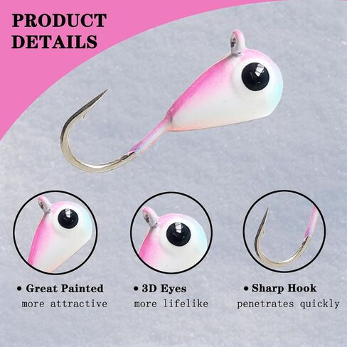Tungsten Ice Fishing Jigs Kit,Tear Drop Ice Fishing Jig with UV Light,Super Sensitive Ice Fishing Lures for Crappie Panfish Perch Walleye 18pcs in Saudi Arabia