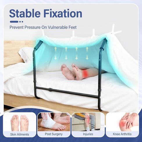 رافع البطانية للأقدام تحت المرتبة - دعم ملاءة سرير قابل للتعديل بعرض الارتفاع، خيمة قدم واسعة للغاية تحافظ على البطانيات بعيدًا عن القدمين للتعافي من التهاب المفاصل العصبي بعد الجراحة، تتضمن 4 مشابك in Kuwait