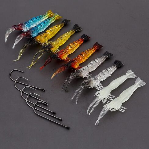 10pcs Soft Shrimp Lure, Soft Silicone Bait Shrimp Fishing Lure, Artificial Bait Fishing Tackle Rigs Jigs with Hooks for Trout Bass Salmon in Saudi Arabia