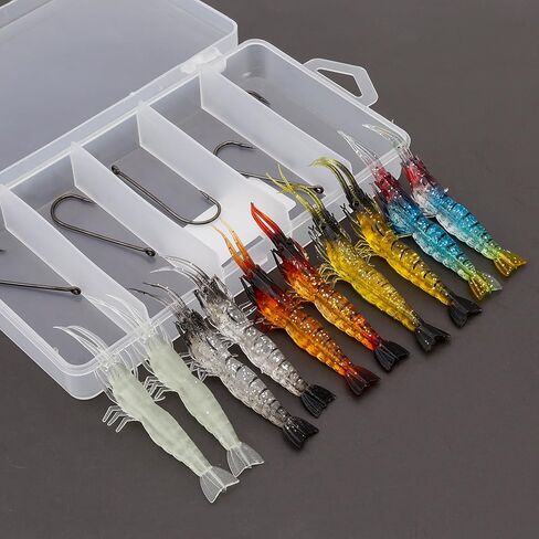 10pcs Soft Shrimp Lure, Soft Silicone Bait Shrimp Fishing Lure, Artificial Bait Fishing Tackle Rigs Jigs with Hooks for Trout Bass Salmon in Saudi Arabia