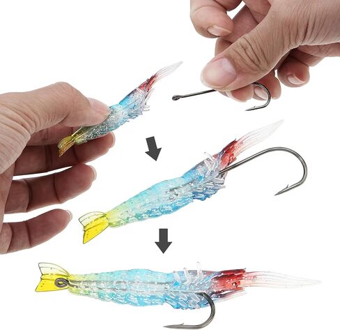 10pcs Soft Shrimp Lure, Soft Silicone Bait Shrimp Fishing Lure, Artificial Bait Fishing Tackle Rigs Jigs with Hooks for Trout Bass Salmon in Saudi Arabia