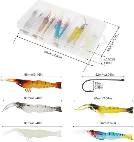10pcs Soft Shrimp Lure, Soft Silicone Bait Shrimp Fishing Lure, Artificial Bait Fishing Tackle Rigs Jigs with Hooks for Trout Bass Salmon in Saudi Arabia