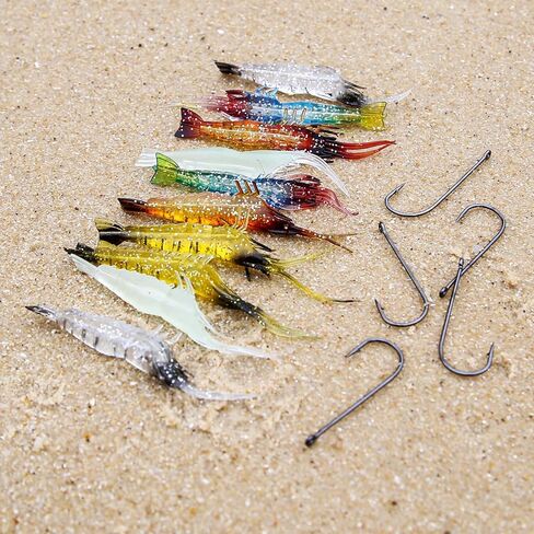 10pcs Soft Shrimp Lure, Soft Silicone Bait Shrimp Fishing Lure, Artificial Bait Fishing Tackle Rigs Jigs with Hooks for Trout Bass Salmon in Saudi Arabia