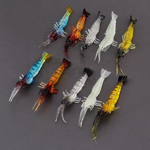 10pcs Soft Shrimp Lure, Soft Silicone Bait Shrimp Fishing Lure, Artificial Bait Fishing Tackle Rigs Jigs with Hooks for Trout Bass Salmon in Saudi Arabia