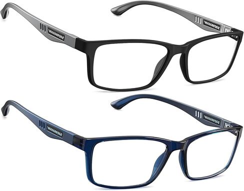 CARA Premium 2-Pack Men's Progressive Multifocus Reading Glasses, Adjustable Temple Tips Aluminum Spring Hinge Multifocal Readers, Blue Light/UV Protection Lightweight TR90, +2.5 in Saudi Arabia