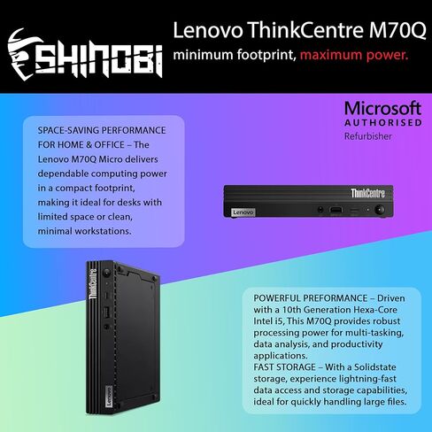 Lenovo ThinkCentre M70Q Mini PC | Intel Core i5-10400T | 16GB RAM | 512GB NVME | Windows 11 Pro | Mini PC | Business PC (Renewed) in Saudi Arabia