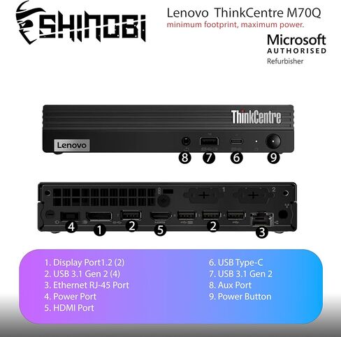 Lenovo ThinkCentre M70Q Mini PC | Intel Core i5-10400T | 16GB RAM | 512GB NVME | Windows 11 Pro | Mini PC | Business PC (Renewed) in Saudi Arabia