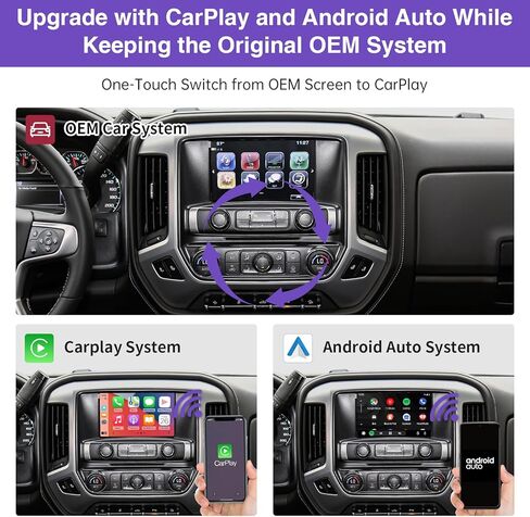 مجموعة فك ترميز مجموعة CarPlay التحديثية اللاسلكية من NINETOM، متوافقة مع كاديلاك وبويك وشيفروليه وجي إم سي (2014-2020) مع نظام HMI 2.0، وتدعم Android Auto، وMirror Link، والكاميرا العكسية in Kuwait