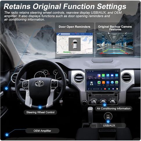ترقية ستيريو راديو السيارة QLED مقاس 13.1 بوصة لسيارة Toyota Tundra 2014-2019، وحدة رئيسية 8 النواة 2 جيجابايت + 32 جيجابايت مع CarPlay/Android Auto، وشاشة تعمل باللمس 2K وكاميرا احتياطية 1080 بكسل in Kuwait