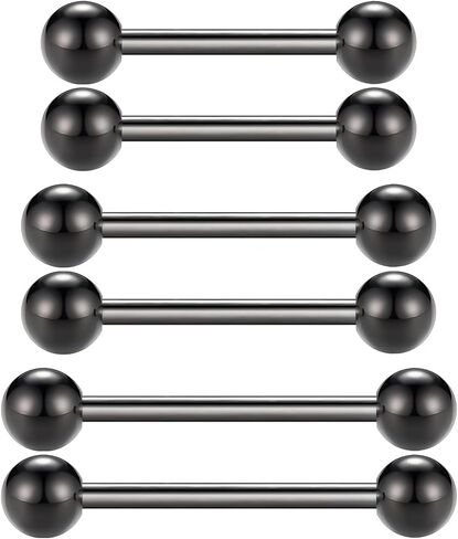 G23 Titanium Straight Barbell,Internally Threaded Nipple & Tongue Rings 14G |12mm 14mm 16mm | 5mm Balls | 9 Colors-Hypoallergenic,Sold as Pair in Saudi Arabia