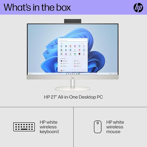 HP 27 inch All-in-One Desktop PC, FHD Display, Intel Core Ultra 7 155U, 16 GB RAM, 512 GB SSD, Intel Graphics, Windows 11 Home, 27-cr1080 (2024) (Renewed) in Kuwait