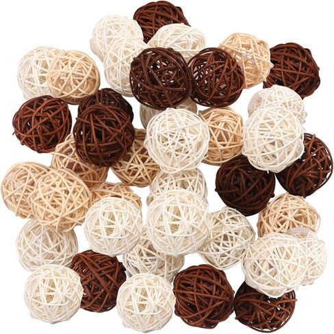 120 PCS 3-Colors 1.2 inch Natural Decorative Wicker Rattan Balls, Mini Hanging Rattan Balls Vase Fillers for Christmas, Ornaments DIY, Parrot and Party Decorations in Saudi Arabia