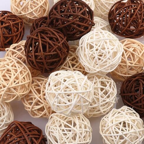 120 PCS 3-Colors 1.2 inch Natural Decorative Wicker Rattan Balls, Mini Hanging Rattan Balls Vase Fillers for Christmas, Ornaments DIY, Parrot and Party Decorations in Saudi Arabia