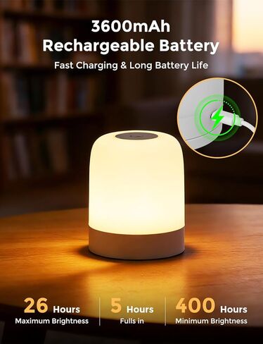 [3600mAh] Portable Dimmable Touch Night Light, 3 Colors Egg Light for baby Nursery, Rechargeable battery powered Lights for Kids Toddler room, Small Cordless Table Bedside Lamp for breastfeeding, soft in Saudi Arabia