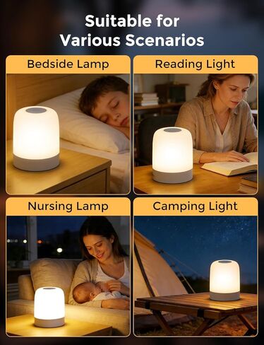 [3600mAh] Portable Dimmable Touch Night Light, 3 Colors Egg Light for baby Nursery, Rechargeable battery powered Lights for Kids Toddler room, Small Cordless Table Bedside Lamp for breastfeeding, soft in Saudi Arabia