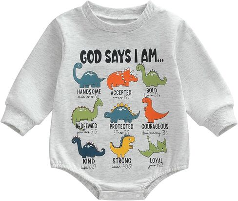 NZNDSHD ​Baby Boy Clothes Fall Sweatshirt Long Sleeve Dinosaur Bubble Romper Tops One Piece Bodysuit Outfit in Saudi Arabia