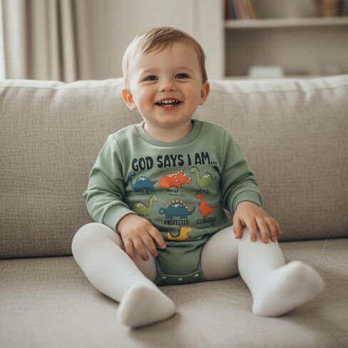 NZNDSHD ​Baby Boy Clothes Fall Sweatshirt Long Sleeve Dinosaur Bubble Romper Tops One Piece Bodysuit Outfit in Saudi Arabia