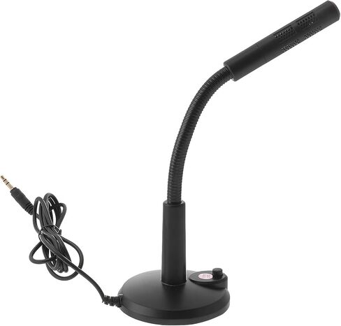 Desktop Microphone 3.5mm Plastic Chat Mic with Base for Computer Laptop Voice Recording Gaming Communication Black in Saudi Arabia