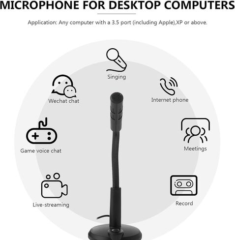 Desktop Microphone 3.5mm Plastic Chat Mic with Base for Computer Laptop Voice Recording Gaming Communication Black in Saudi Arabia