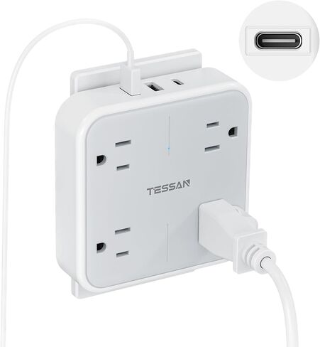 TESSAN Multi Plug Outlet Extender, Surge Protector Outlet 3 USB (1 USB C) | Wall Charger, Multiple Outlet Wall Plug, USB Outlet Splitter for Home, Bathroom, Office, Dorm Room Essentials, Gray in Kuwait