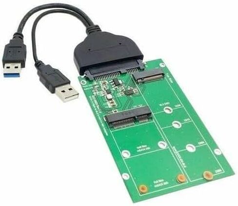 محول Mini PCIe 2-Lane USB 3.0 إلى SATA لمحركات الأقراص مقاس 2.5 بوصة مع M.2 NGFF B/M-Key ودعم mSATA - بدون علامة تجارية - نطاق ترددي عالٍ in Kuwait