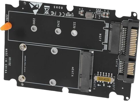 plplaaoo M2 NGFF mSATA to SATA Adapter Card 2 in 1 Dual Slot Mini Hard Disk Converter for Desktop PC Laptop SSD Upgrade Black PCB 9.9 x 6.8cm with Screwdriver in Saudi Arabia