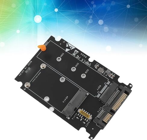 plplaaoo M2 NGFF mSATA to SATA Adapter Card 2 in 1 Dual Slot Mini Hard Disk Converter for Desktop PC Laptop SSD Upgrade Black PCB 9.9 x 6.8cm with Screwdriver in Saudi Arabia