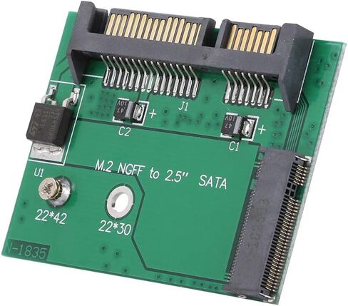 plplaaoo M2 NGFF SATA Riser Card 2.5inch SATA3 SSD Adapter Converts M2 NGFF SSD to SATA Interface for Laptop Desktop PC Upgrade ABS Black 5x5x1cm in Saudi Arabia