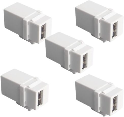 5 قطع USB 2.0 مستقيم شبه منحرف أنثى إلى أنثى مقرنة المكونات في لوحة الحائط موصل وحدة - أبيض in Kuwait