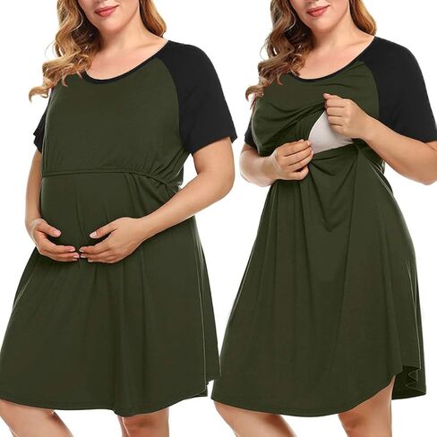 MONNURO Women's Plus Size Labor and Delivery Gown Nursing Nightgown Maternity Sleepwear Dress for Breastfeeding in Saudi Arabia