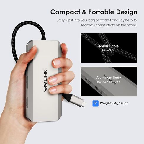 شاشة USB C Dock رباعية، محطة إرساء كمبيوتر محمول WAVLINK 7 في 1 مع 4K DP مزدوج، 4K HDMI، 1080P VGA، 480 ميجابت في الثانية USB2.0-A لأجهزة Lenovo Thinkpad، وأجهزة الكمبيوتر المحمولة HP، لا تدعم نظام التشغيل MacOS in Kuwait