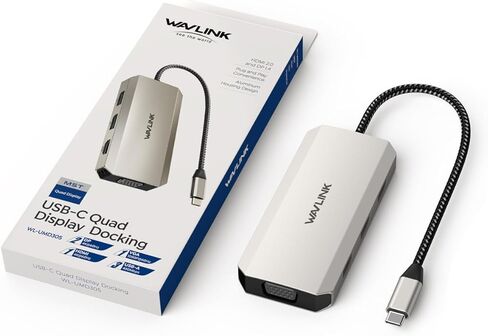 شاشة USB C Dock رباعية، محطة إرساء كمبيوتر محمول WAVLINK 7 في 1 مع 4K DP مزدوج، 4K HDMI، 1080P VGA، 480 ميجابت في الثانية USB2.0-A لأجهزة Lenovo Thinkpad، وأجهزة الكمبيوتر المحمولة HP، لا تدعم نظام التشغيل MacOS in Kuwait