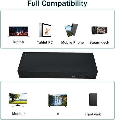 شاشات 15 في 1 Thunderbolt 3 Dock Gen 2,3 (40AN0135) متوافقة مع Lenovo ThinkPad 40AN0135US، USB C Hub، 1xRJ45،1xUSB-A 3.2+4xUSB 3.1،1xUSB-C 3.2،1xThunderbolt 3، 2xHDMI، 2xDP، 1xAudio، منفذ تيار متردد بقوة 135 وات in Kuwait