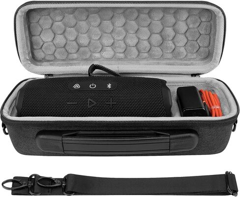 حافظة مكبر صوت GEEKRIA Shield متوافقة مع JBL Flip 7/6/5 حقيبة حمل واقية محمولة بديلة مع تخزين الكابلات وخطاف سلسلة المفاتيح وحزام كتف للسفر (رمادي داكن) in Saudi Arabia