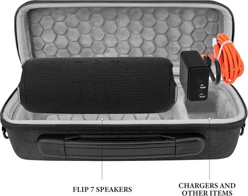 حافظة مكبر صوت GEEKRIA Shield متوافقة مع JBL Flip 7/6/5 حقيبة حمل واقية محمولة بديلة مع تخزين الكابلات وخطاف سلسلة المفاتيح وحزام كتف للسفر (رمادي داكن) in Saudi Arabia
