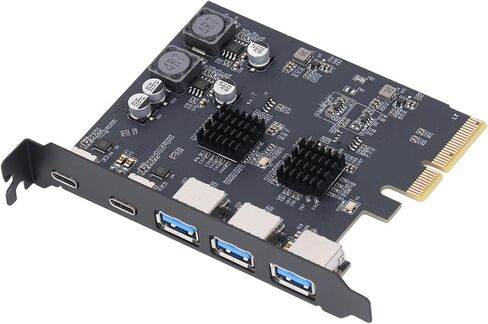 بطاقة توسيع SUNGOOYUE USB3.2 GEN2، بطاقة توسيع PCIE 4X عالية السرعة مع 3 منافذ TypeA و2 TypeC، سرعة نقل 10 جيجابت في الثانية للأجهزة الخارجية in Kuwait