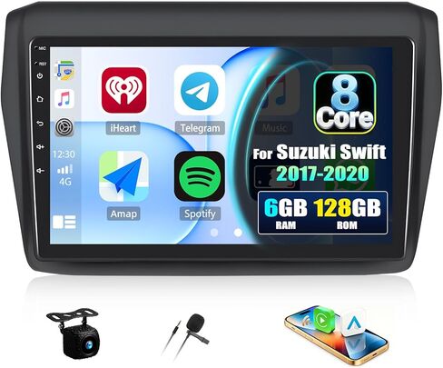 6+128G 8 Core Android 15 ستيريو سيارة لسوزوكي سويفت 2017-2020 مع CarPlay Android Auto، شاشة لمس 9 بوصة مع WiFi GPS Mirror Link Bluetooth FM RDS DSP EQ SWC كاميرا احتياطية in Saudi Arabia