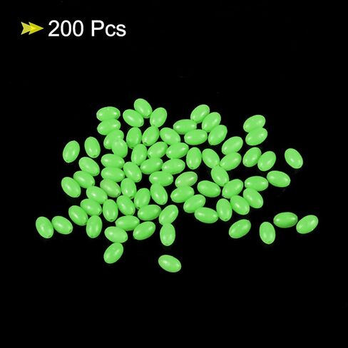 6x4mm Luminous Fishing Beads, 200 Pieces Plastic Glow Fishing Bait Eggs Rig Bead Tackle Tool Oval, Green in Saudi Arabia