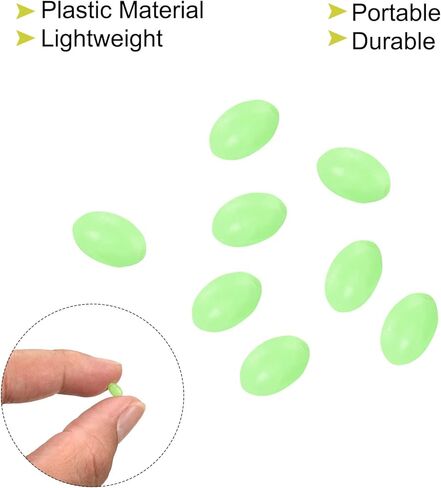 6x4mm Luminous Fishing Beads, 200 Pieces Plastic Glow Fishing Bait Eggs Rig Bead Tackle Tool Oval, Green in Saudi Arabia