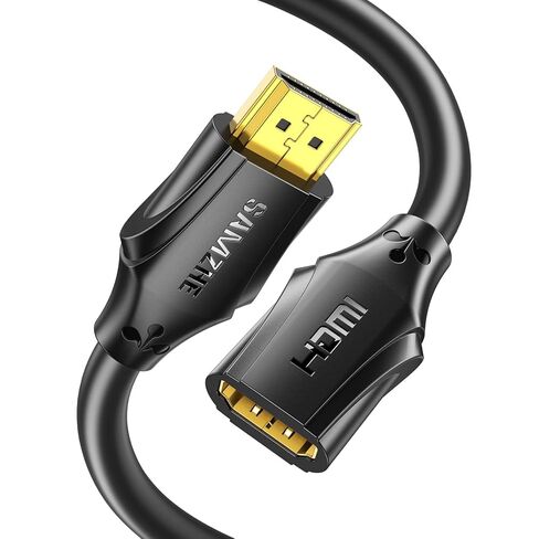 كابل تمديد SAMZHE 8K HDMI قصير 1.6FT/0.5M HDMI موسع 2.1، 8K@60hz 4K@240hz Hdmi ذكر إلى أنثى، سلك موسع فائق السرعة 48 جيجابت في الثانية متوافق مع Fire Stick Roku TV Blu-Ray PS5 in Kuwait
