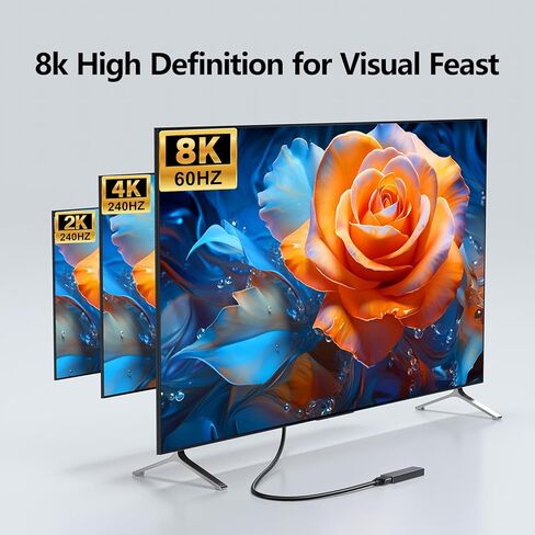 SAMZHE 8K HDMI Extension Cable Short 1.6FT/0.5M HDMI Extender 2.1, 8K@60hz 4K@240hz Hdmi Male to Female Adapter, Ultra High Speed 48Gbps Extensor Cord Compatible with Fire Stick Roku TV Blu-Ray PS5 in Saudi Arabia