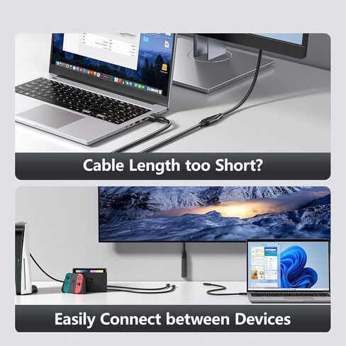 SAMZHE 8K HDMI Extension Cable Short 1.6FT/0.5M HDMI Extender 2.1, 8K@60hz 4K@240hz Hdmi Male to Female Adapter, Ultra High Speed 48Gbps Extensor Cord Compatible with Fire Stick Roku TV Blu-Ray PS5 in Saudi Arabia