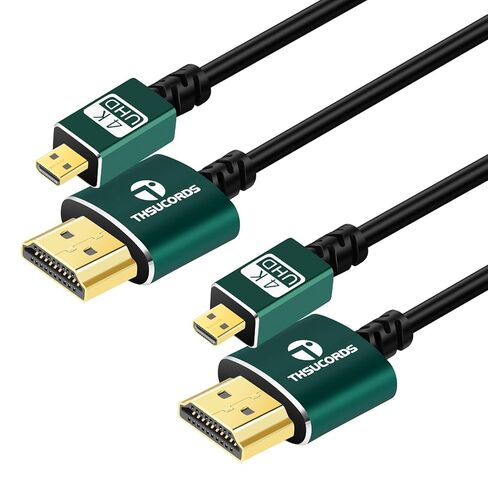 Thsucords Thin Micro HDMI to HDMI Cable 15FT, Ultra Slim&Flexible Soft Micro HDMI D Type to HDMI A Type Cable Supports 3D/4K@60Hz/18gbps/2160P/1080P for GoPro Hero7/8/9 Raspberry Pi 4 in Kuwait