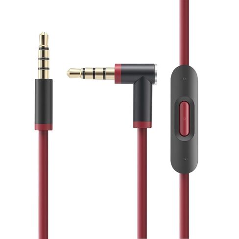 كابل صوت بديل لسماعات Beats، كابل Beats متوافق مع Solo Pro/Studio/Solo، حبة Mixr التنفيذية مع التحكم في الخط ومستوى الصوت (أسود/أحمر) in Kuwait