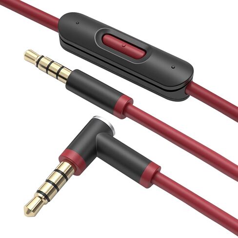 كابل صوت بديل لسماعات Beats، كابل Beats متوافق مع Solo Pro/Studio/Solo، حبة Mixr التنفيذية مع التحكم في الخط ومستوى الصوت (أسود/أحمر) in Kuwait