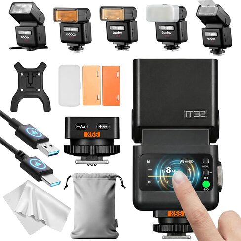 فلاش كاميرا Godox IT32 TTL مع مشغل فلاش X5S لكاميرات سوني، حذاء مغناطيسي ومشغل 2 في 1، شاشة لمس ملونة، رأس فلاش قابل للتدوير، نظام X TTL&HSS، مصباح تشكيل LED، ملحقات إبداعية in Saudi Arabia