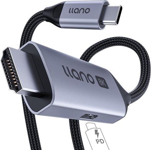 llano USB C to HDMI 2.1 Cable with 100W PD Charging, 8K@60Hz 4K@240Hz 2-in-1 Unidirectional Adapter Thunderbolt 5/4/3 Compatible, for MacBook, iPhone 17 Pro Max, Steam Deck (6.6ft​ (2m)) in Saudi Arabia