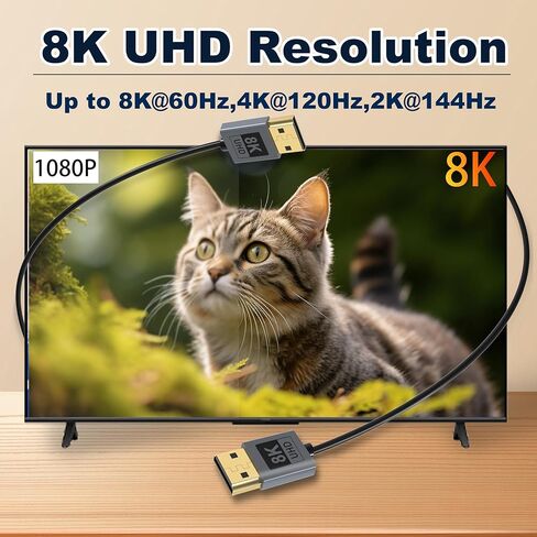 Adoreen معتمد رفيع للغاية 8K HDMI 2.1 كابل 2 قدم، 8K@60 هرتز 4K@120 هرتز 48 جيجابت في الثانية عالي السرعة نحيف ناعم منخفض المستوى سلك HDMI، eARC، HDCP، Dolby، HDR10 للألعاب PS5 Xbox Apple HDTV كاميرا المراقبة in Kuwait